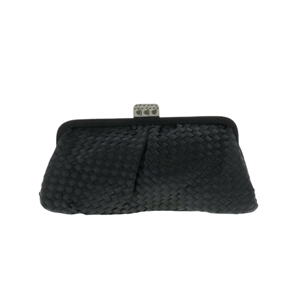 JESSICA McClintock Gunne Sax Vintage Black Clutch Purse Handbag Jewel‎ Closure